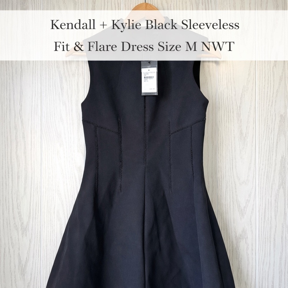 Kendall + Kylie Black Sleeveless Fit & Flare Dress Size M